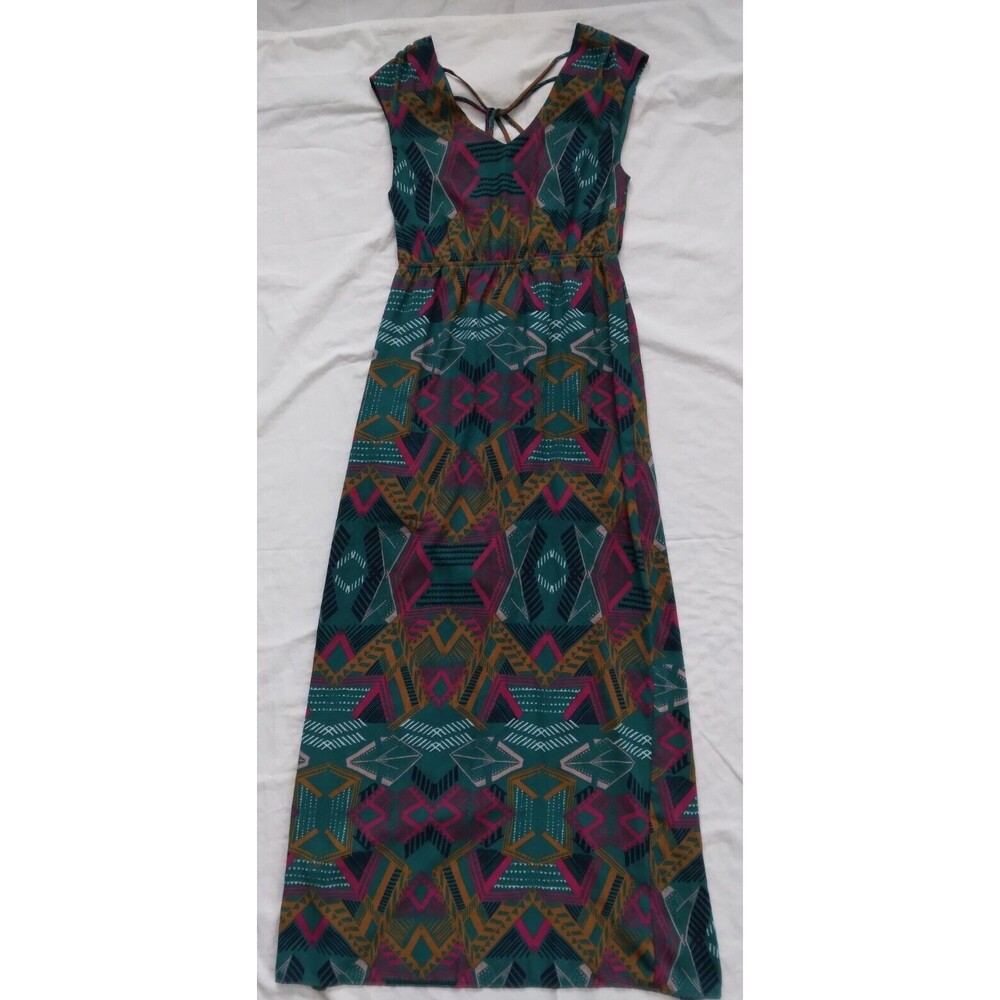 Everly Maxi Dress Aztec Southwestern Geometric Green Womens Size Small